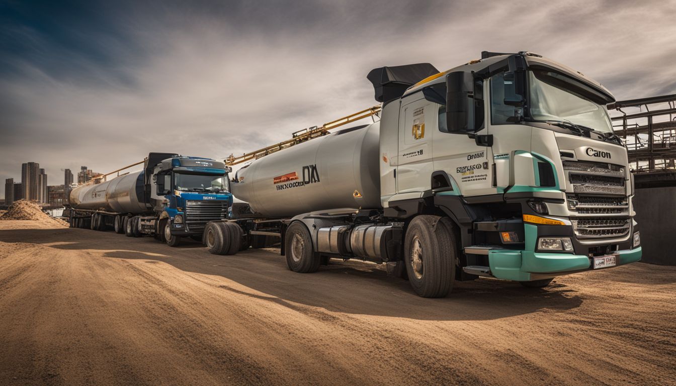 fleet of trucks for concrete delivery