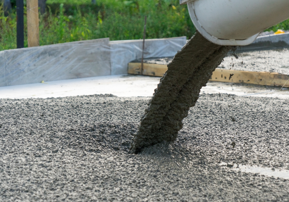 the process of pouring a concrete slab